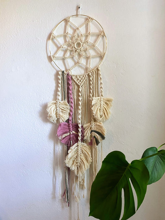 Cream and strawberry dream catcher