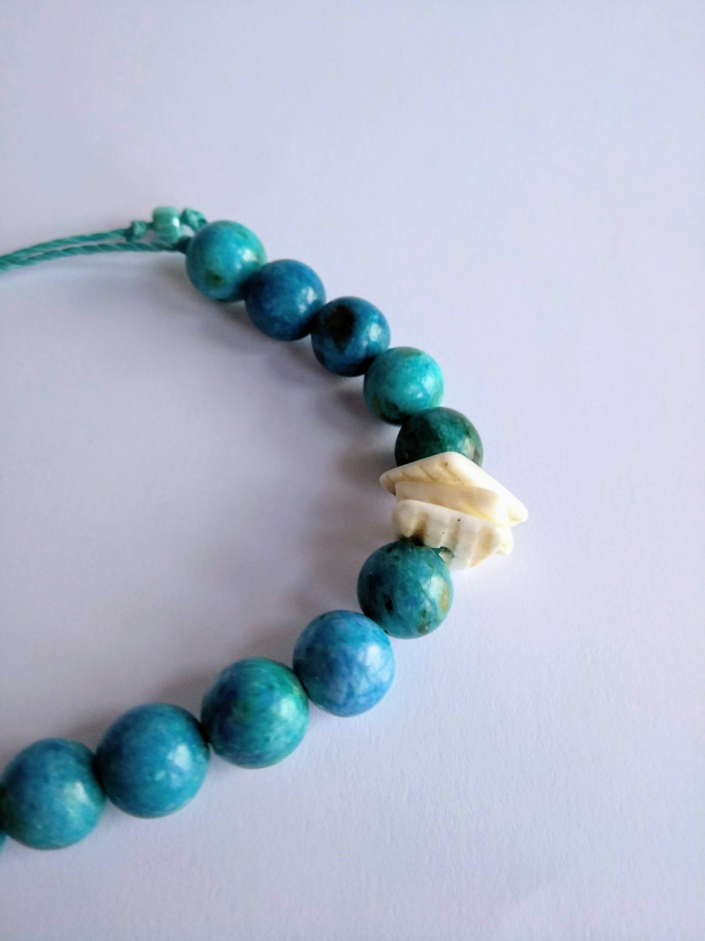 bracciale agata crazy turchese + chips di conchiglia dettaglio