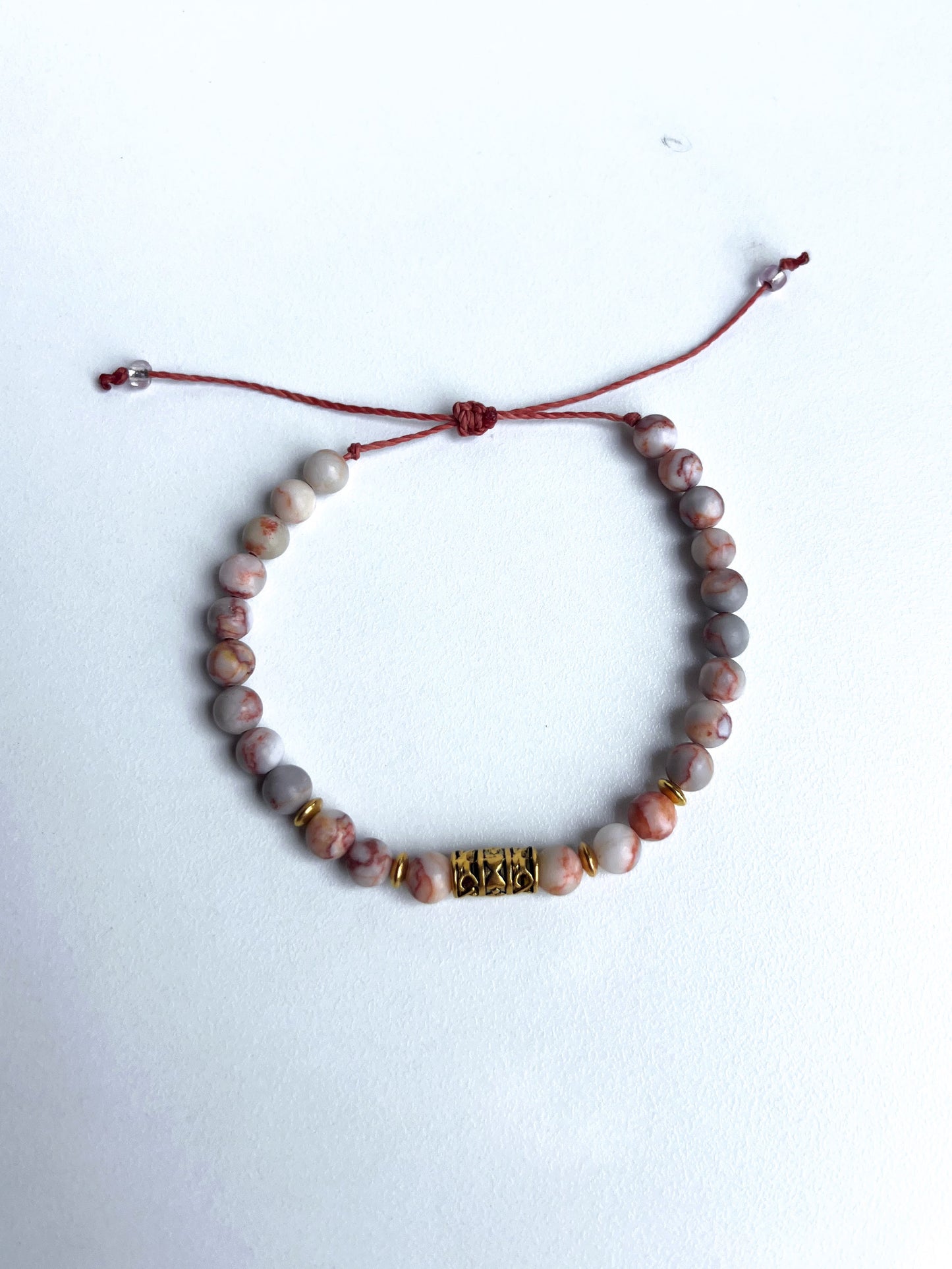 Bracciale diaspro beige aranciato e oro
