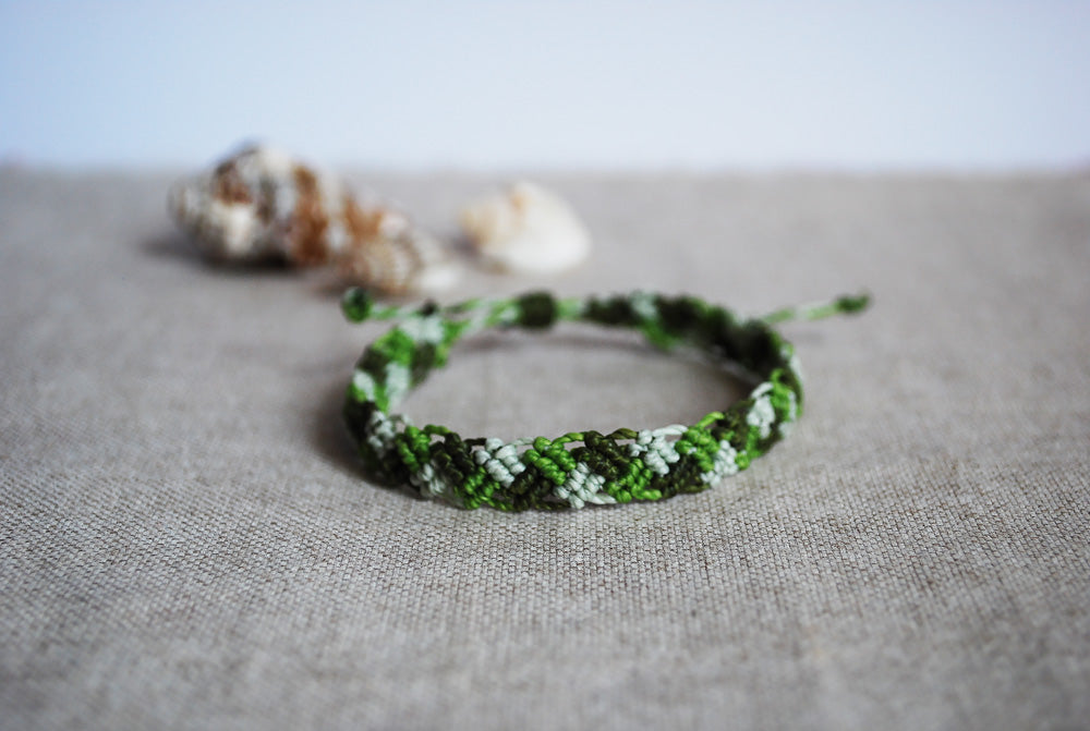 braccialetto intrecci verde lime mela sfonfo conchiglia
