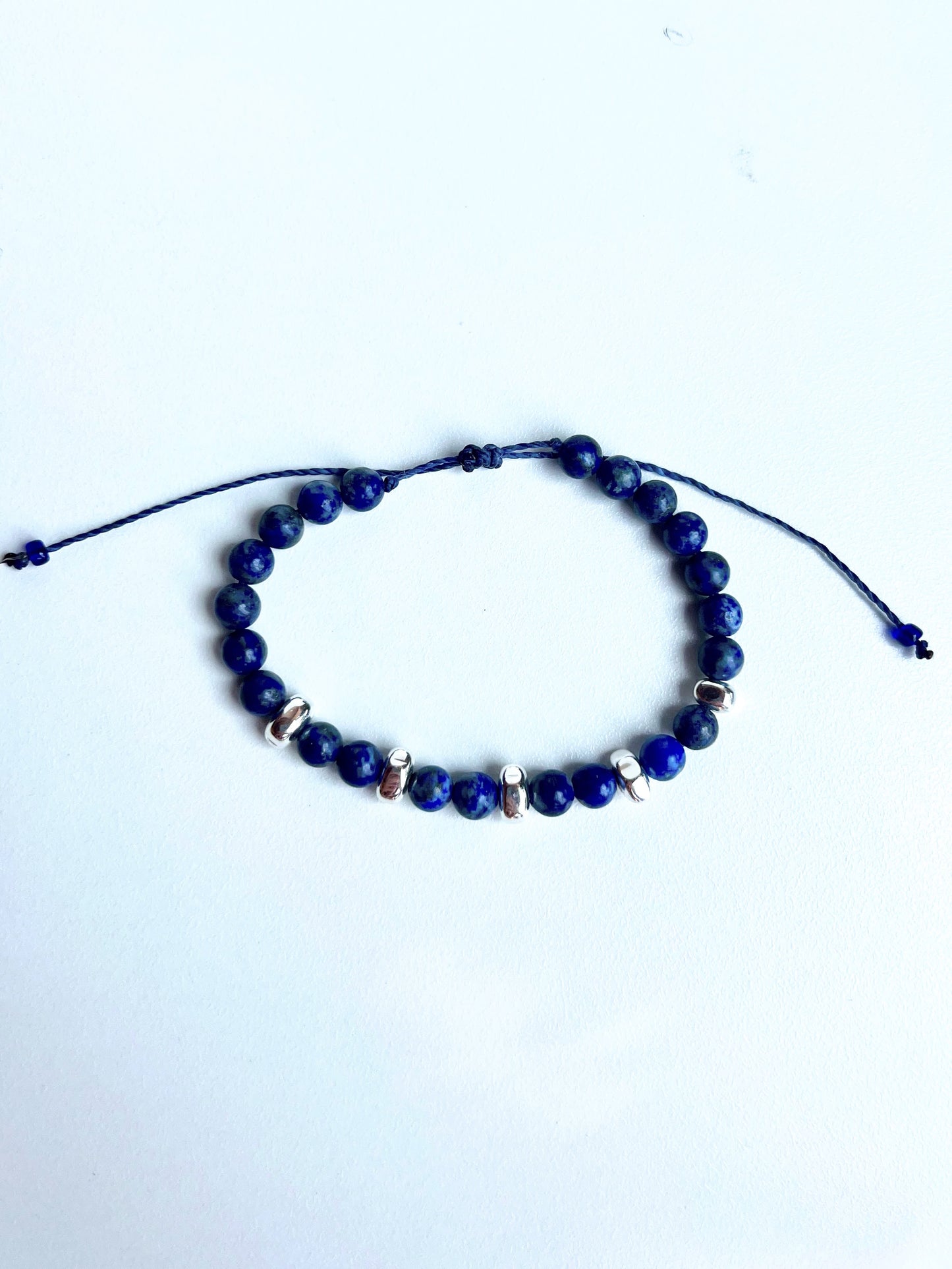 Bracciale lapislazzuli e pepite argento