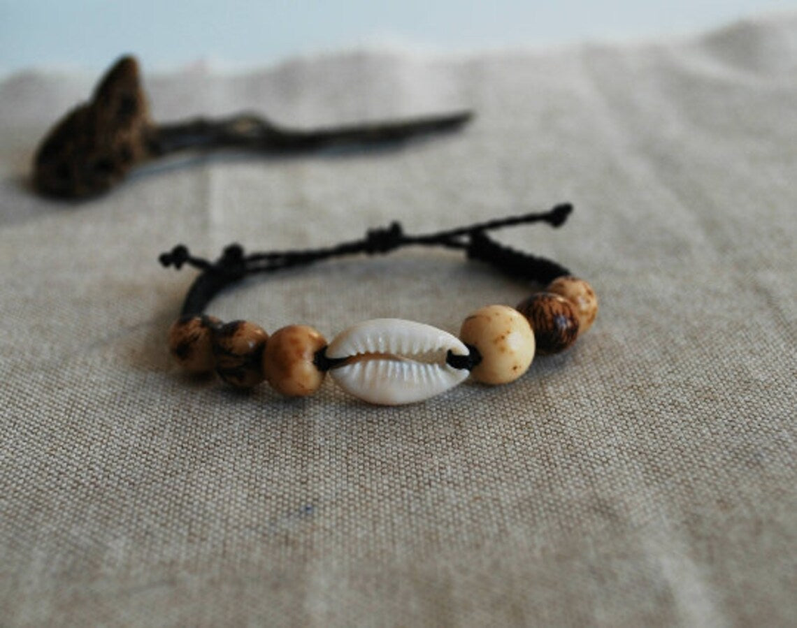 Bracciale Hawaii con conchiglia e semi (+ colori)