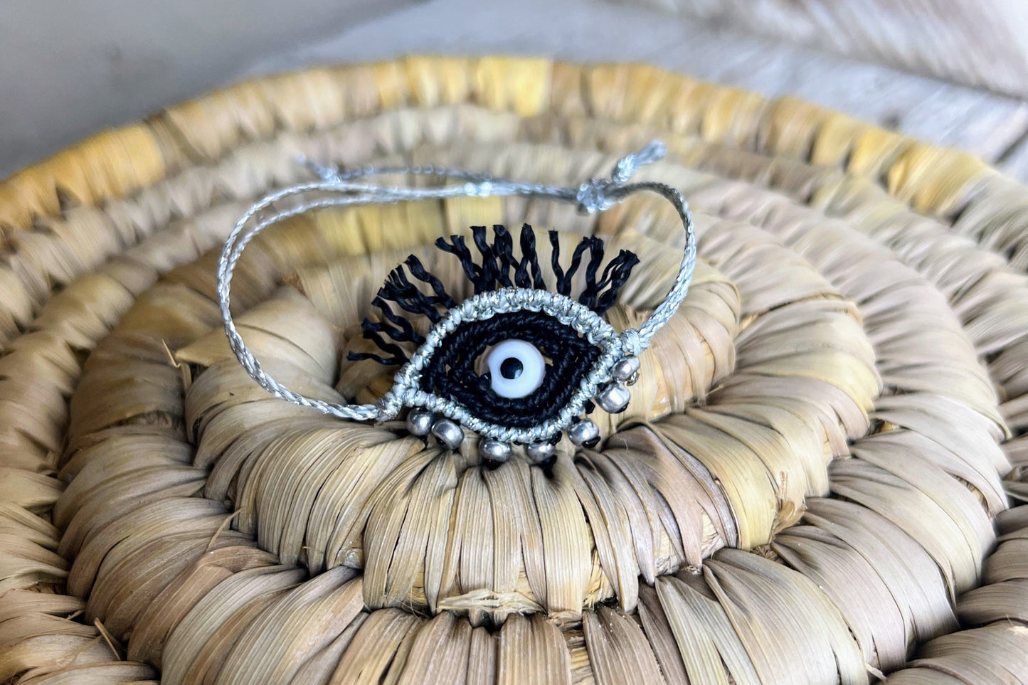 bracciale protezione evil eye nero argento
