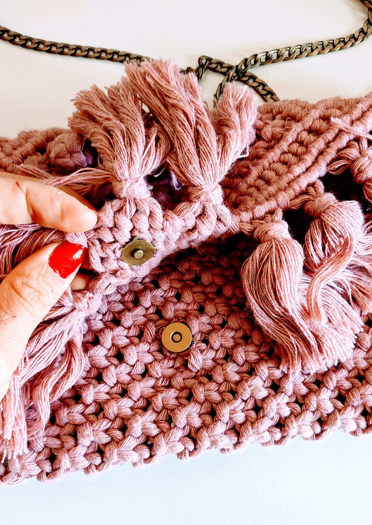 Pochette a pois in cotone malva