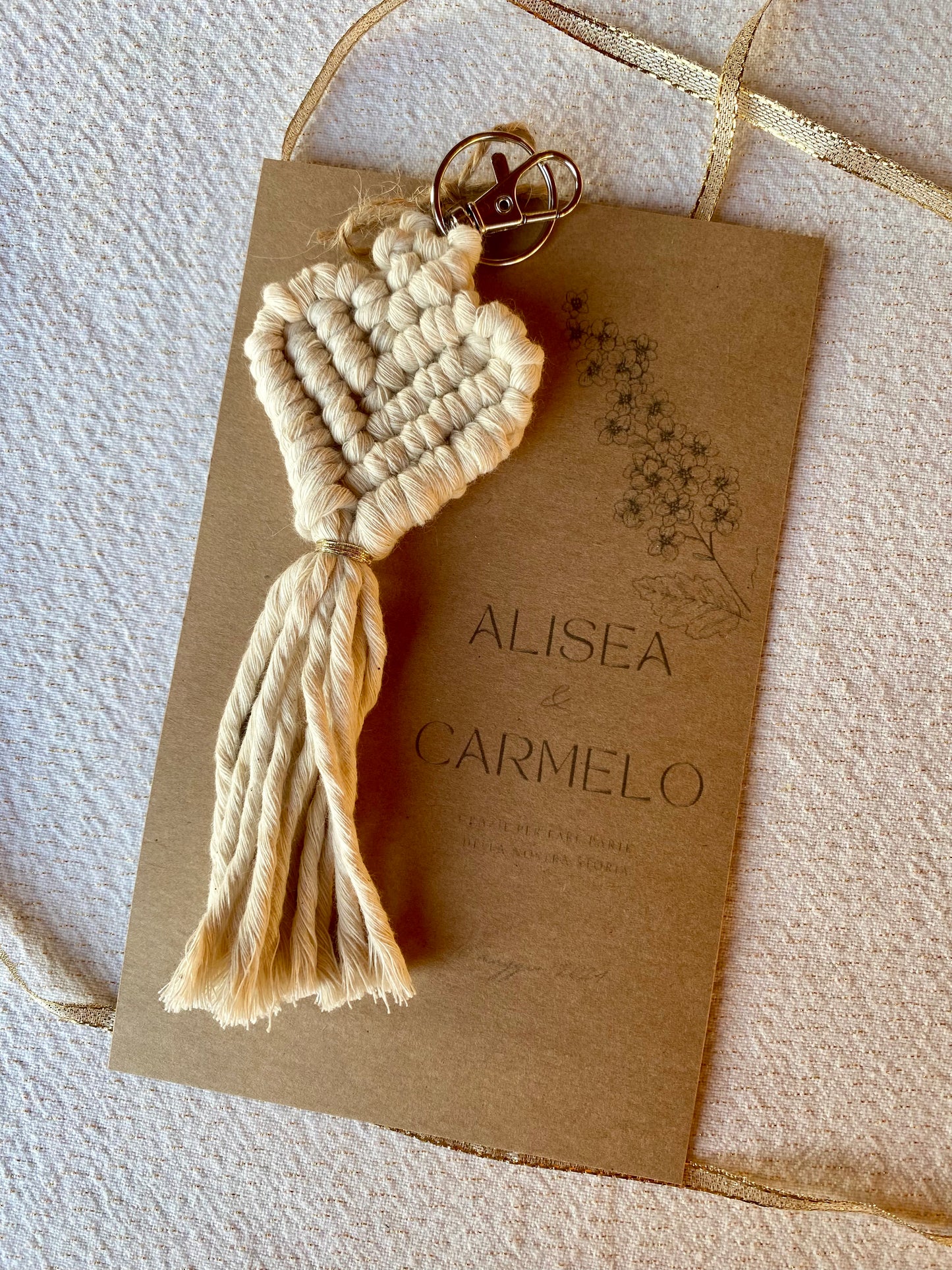 portachiavi cuore vaniglia confezione bomboniera
