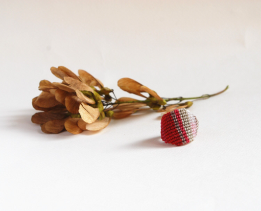 Red and white band ring