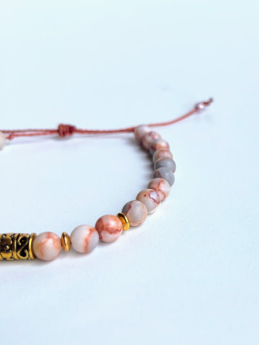 Bracciale diaspro beige aranciato e oro
