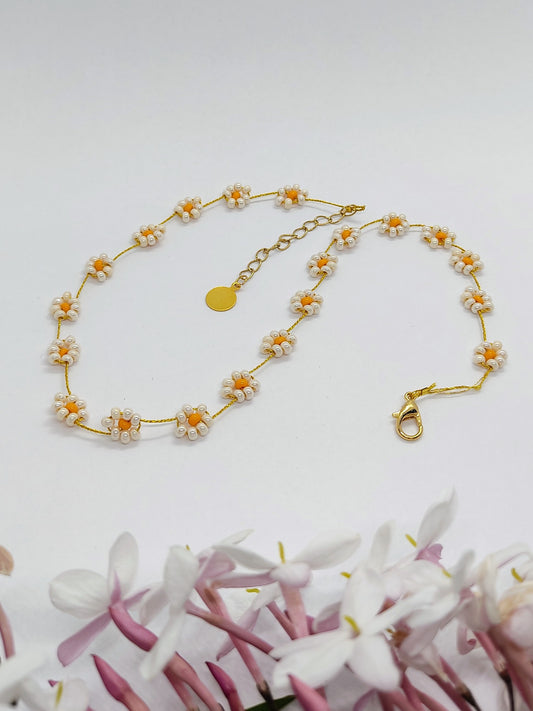 Flowers - set collana e braccialetto - giallo e bianco
