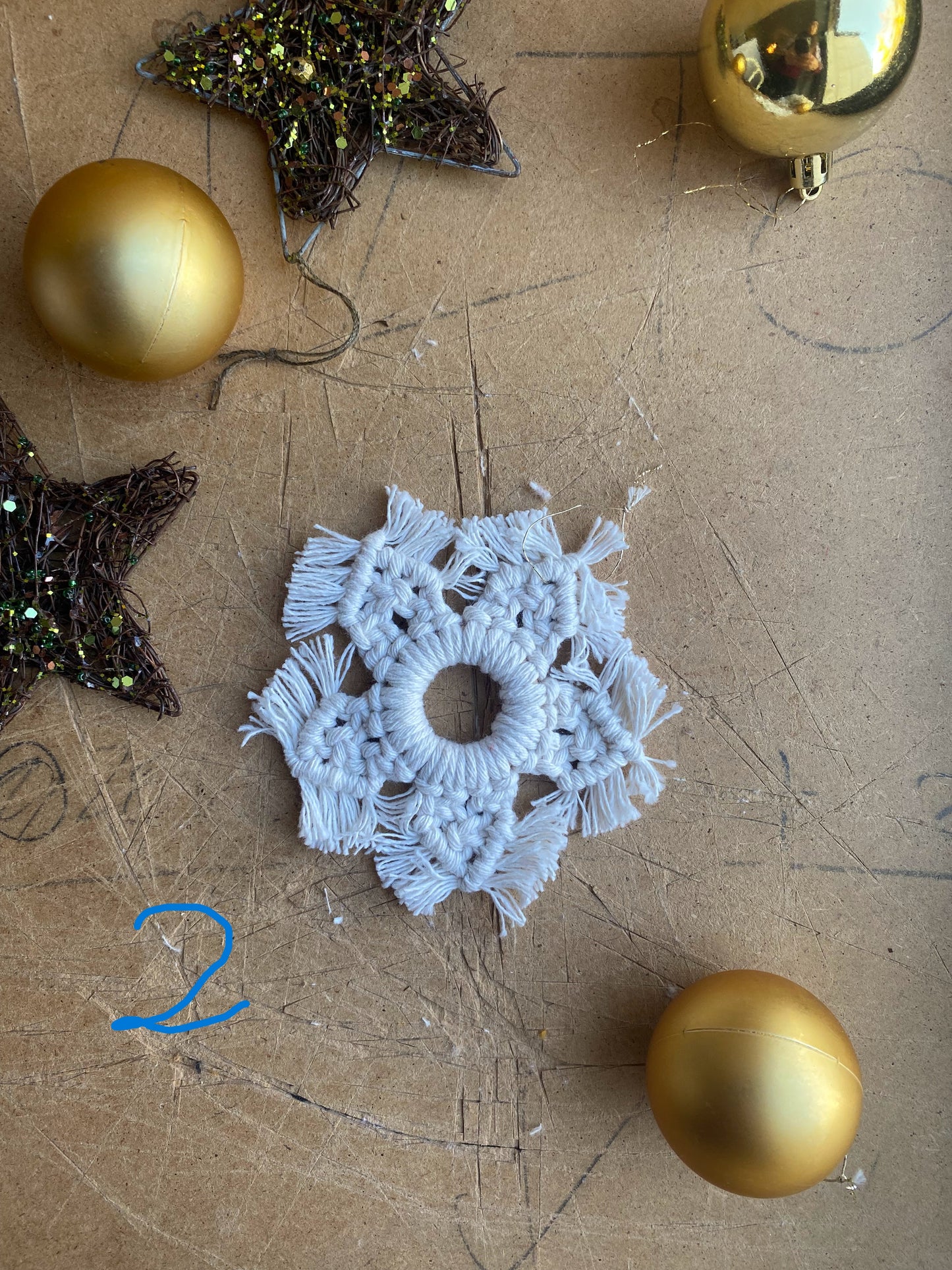 Set of 5 macrame snowflakes