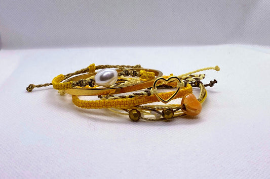 Yellow love - Set di 5 braccialetti