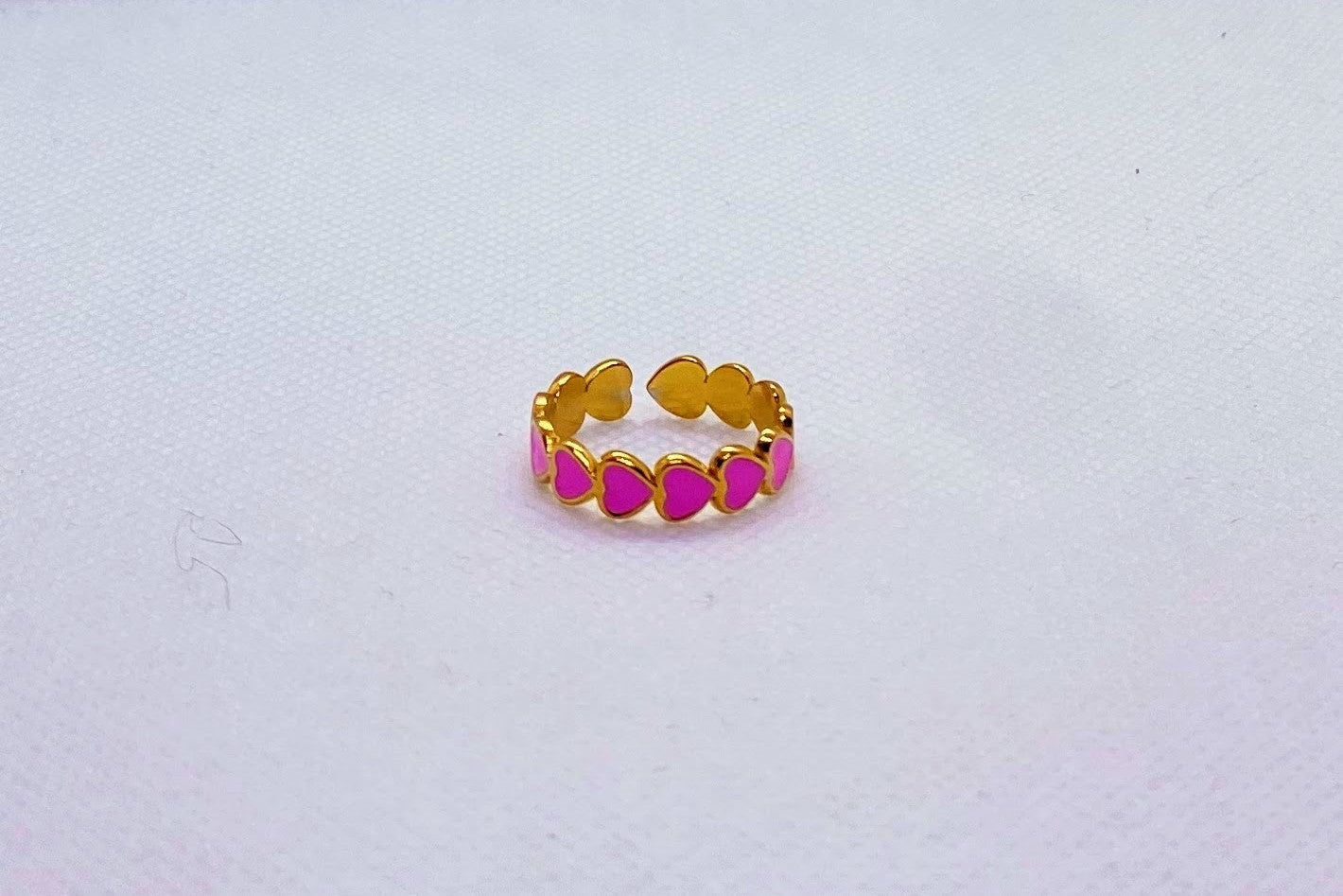 Anello oro con cuori rosa