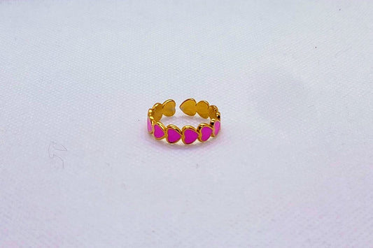 Anello oro con cuori rosa