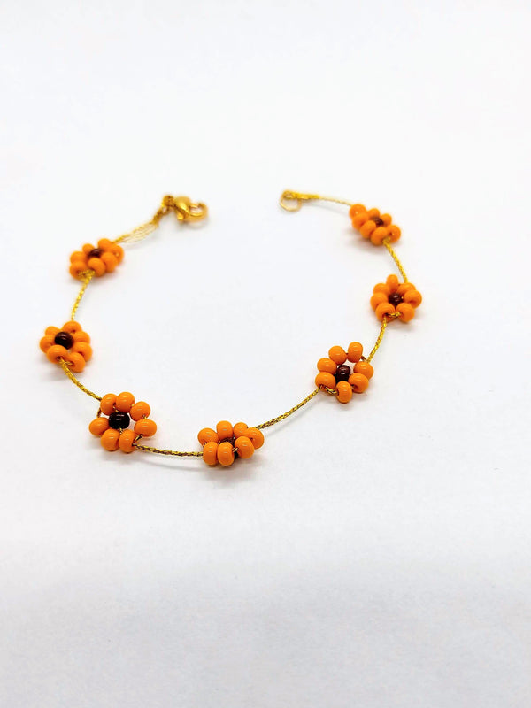 braccialetto flowers girasoli giallo e marrone sfondo bianco