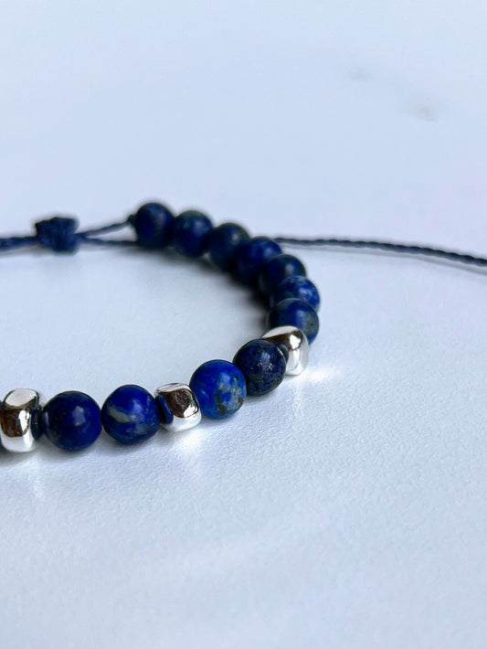 Bracciale lapislazzuli e pepite argento