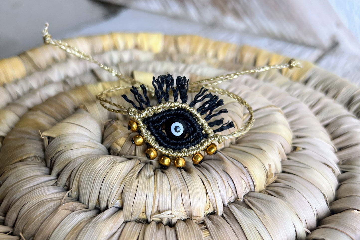 bracciale protezione evil eye nero oro