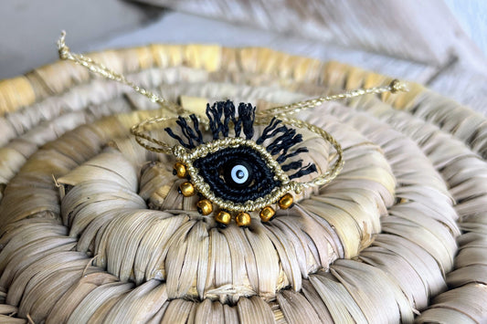 bracciale protezione evil eye nero oro