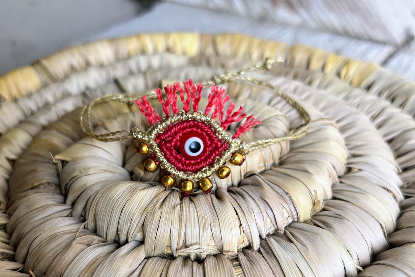 bracciale evil eye rosso oro