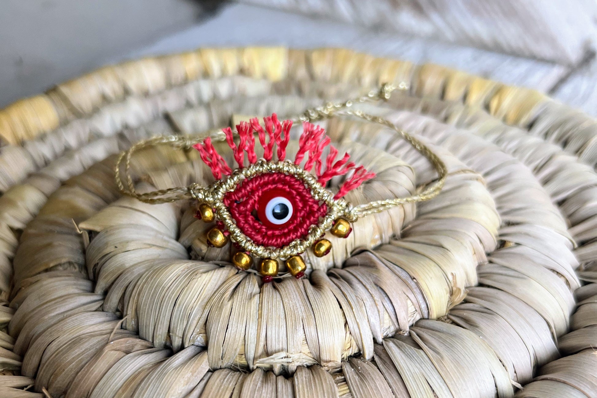 bracciale evil eye rosso oro