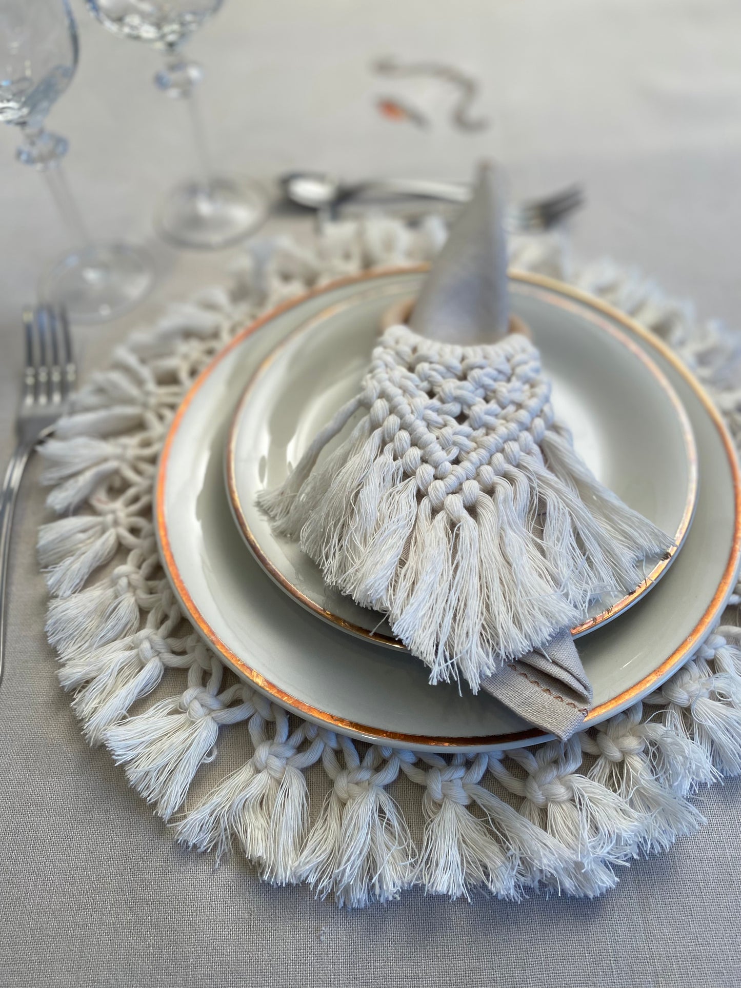 Mini macramé napkin ring