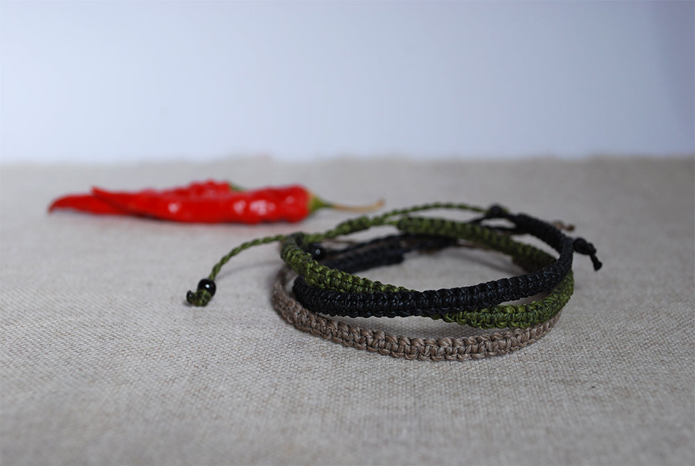 set 3 braccialetti colori militari